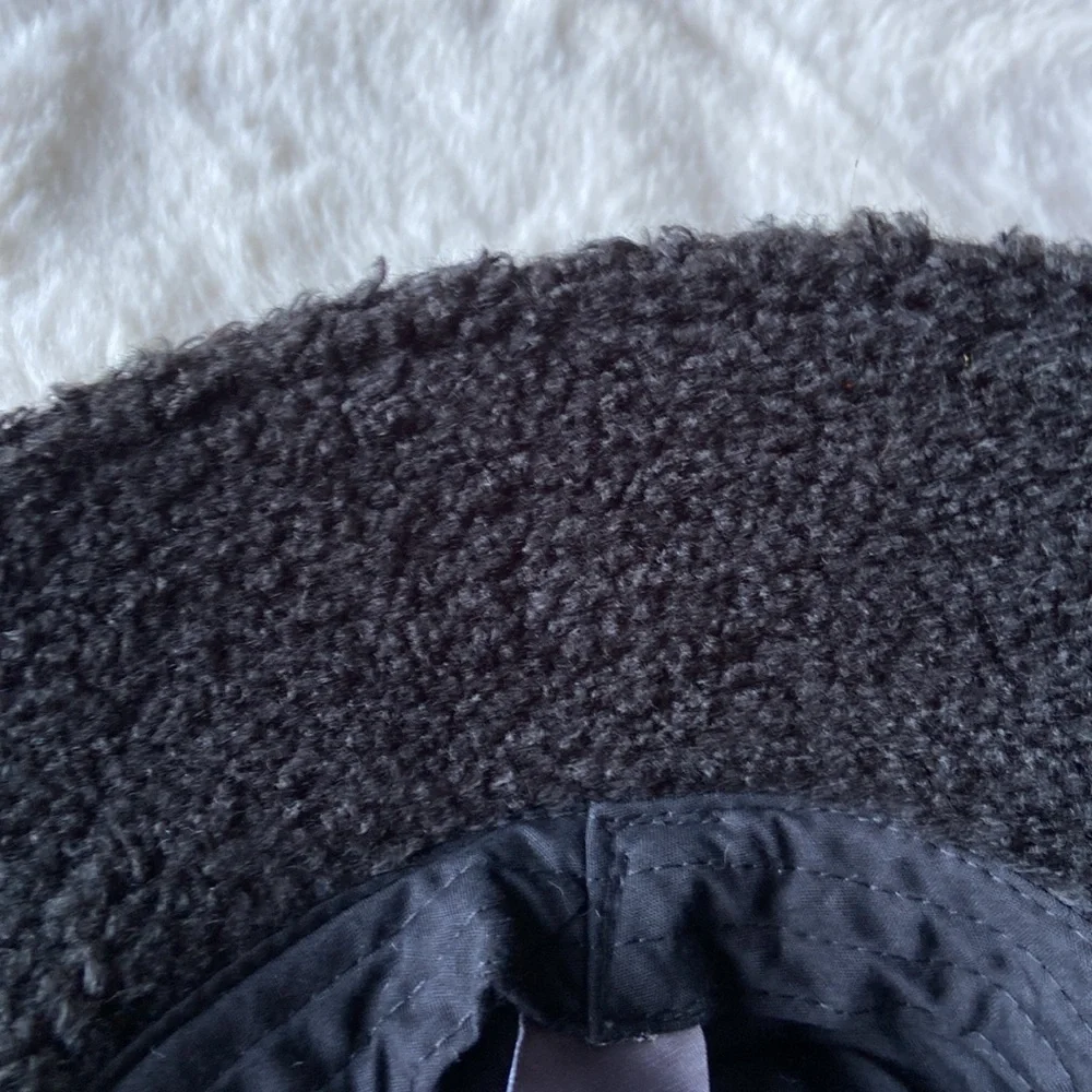 Vince Camuto black bucket hat faux shearling teddy cozy fall accessory OSFM